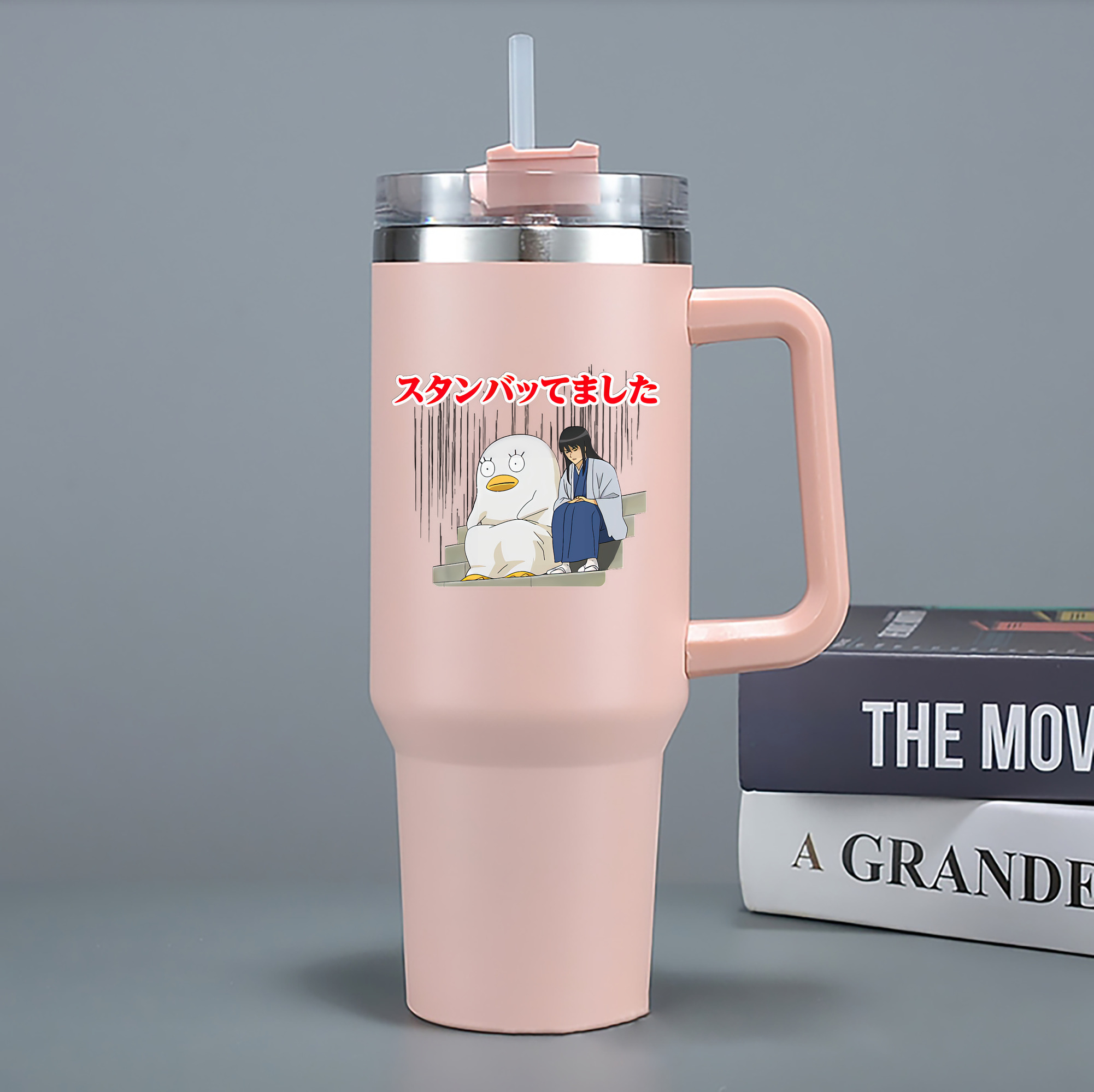 （画像用） ぎんたま 坂田銀時（さかたぎんとき） 神楽 志村新八（しむら しんぱち） GINTAMA Sakata Gintoki Kagura Shimura Shinpachi 1200mL車用タンブラー - クリスタルステッカー（プラスチックストロー付き）
